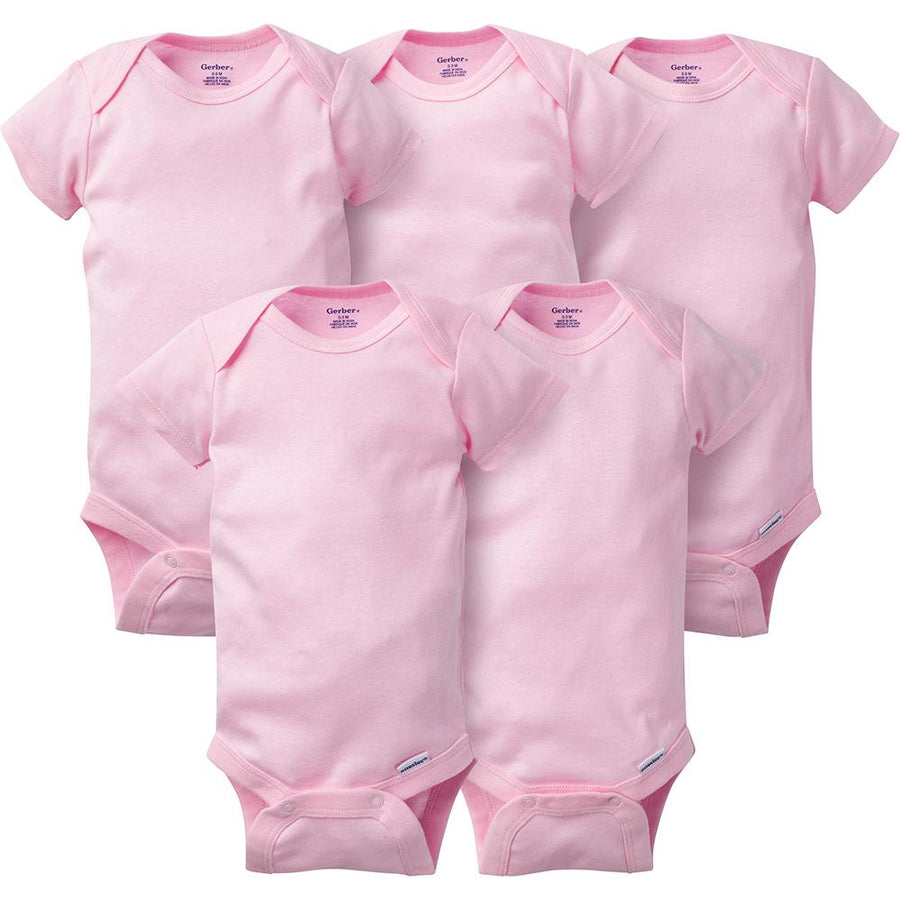 5-Pack Girls' Pink Onesies® Bodysuits
