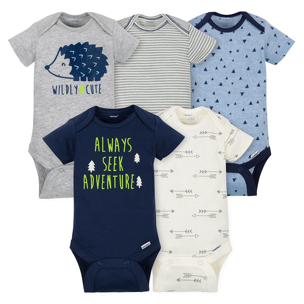 5 Pack Hedgehog Short Sleeve Onesies® Bodysuits