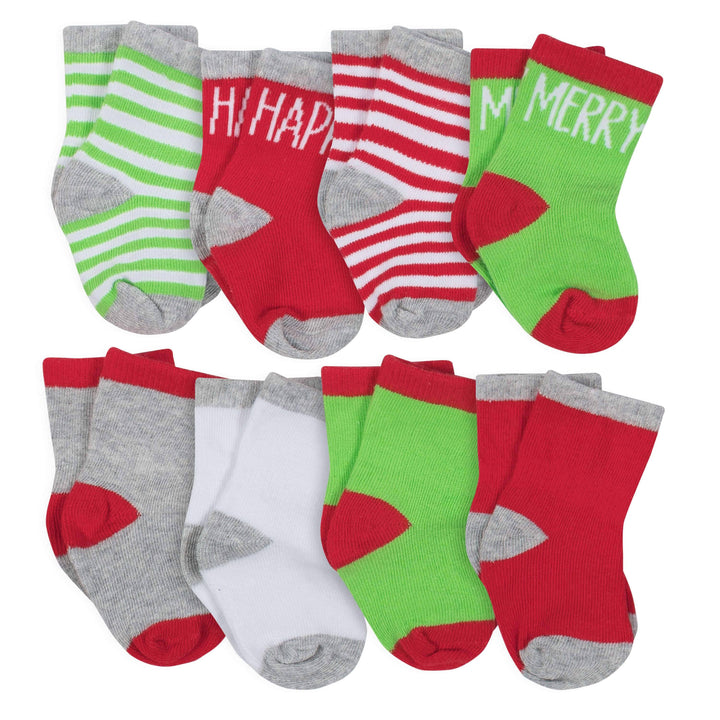8-Pack Holiday Wiggle Proof Stay On Socks - Merry-Gerber Childrenswear