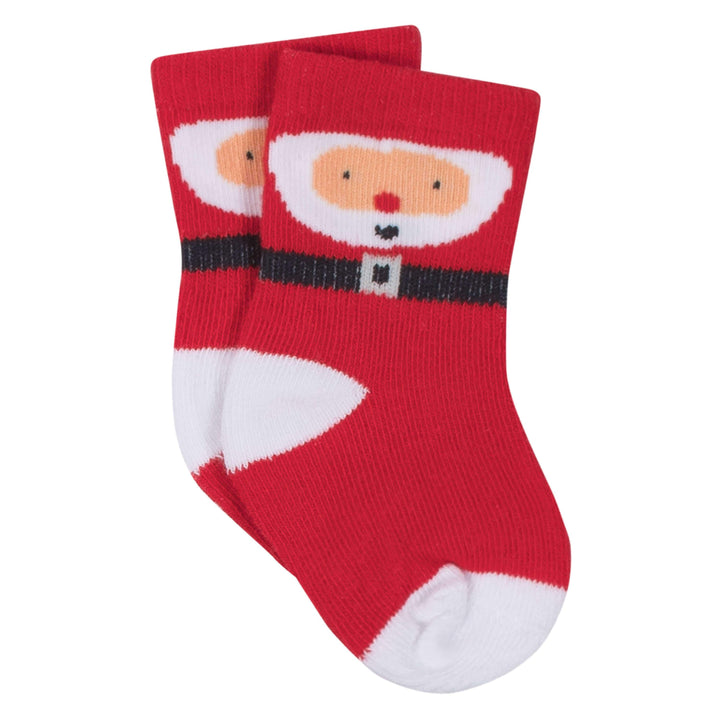 8-Pack Holiday Wiggle Proof Stay On Socks - Santa-Gerber Childrenswear