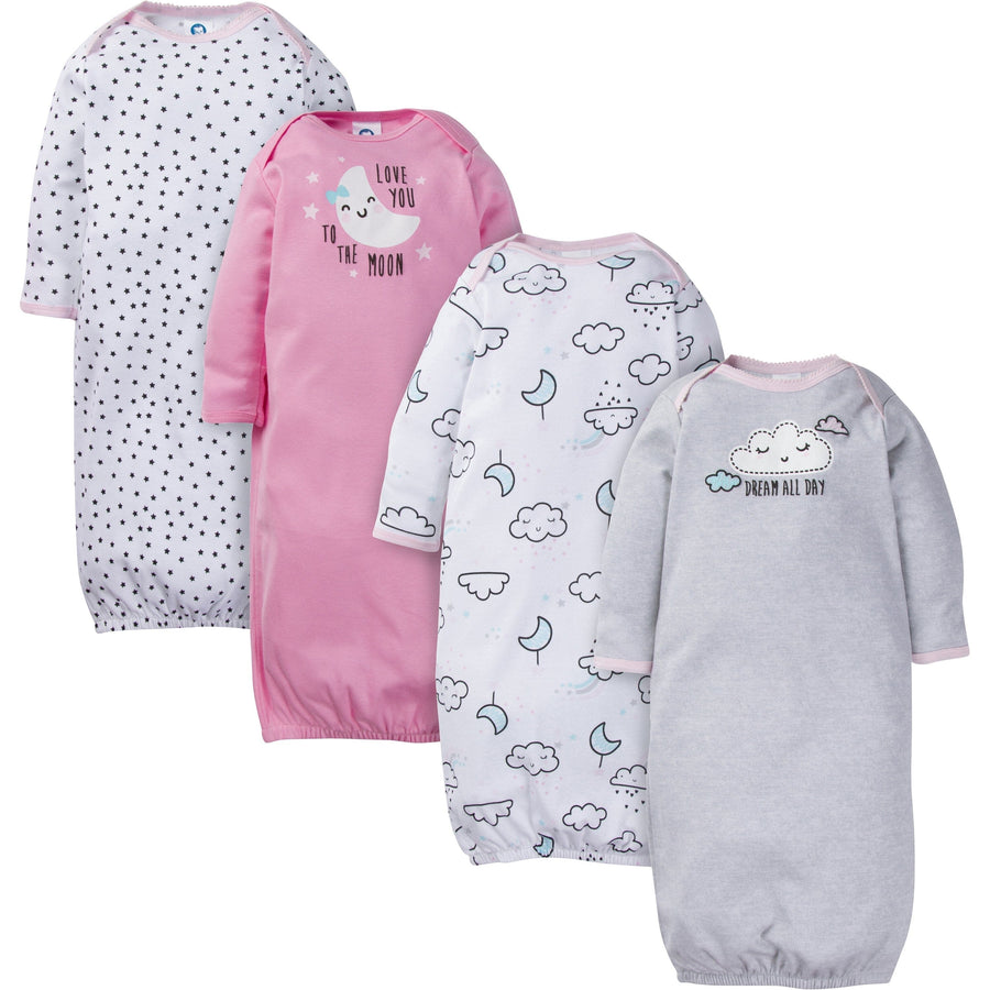 4-Pack Baby Girls Cloud Gowns