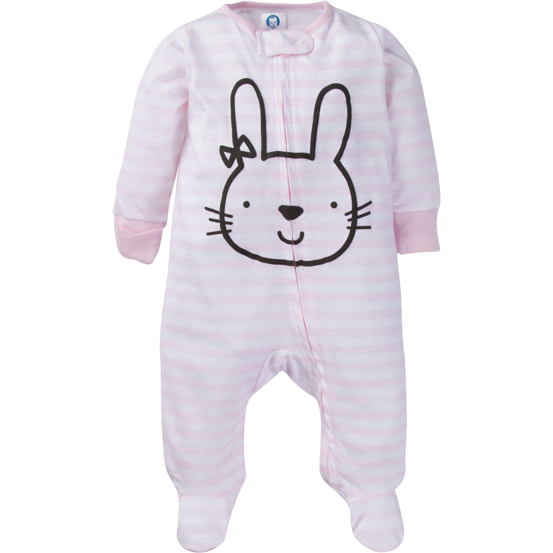 4-Pack Baby Girls Pink Bunny Sleep N' Play
