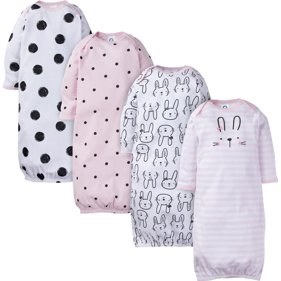 4-Pack Baby Girls Bunny Gowns