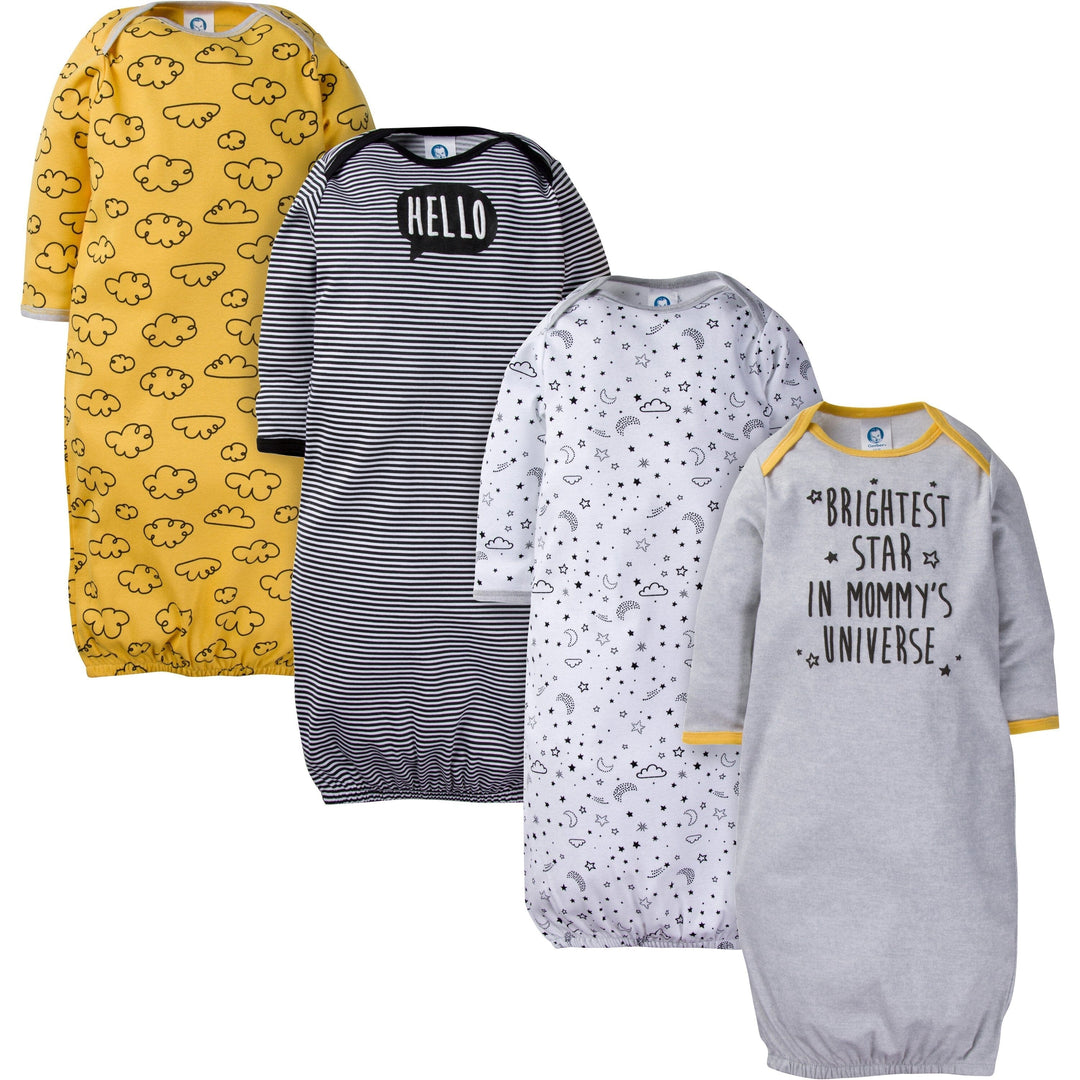 4-Pack Baby Boys Stars Gowns