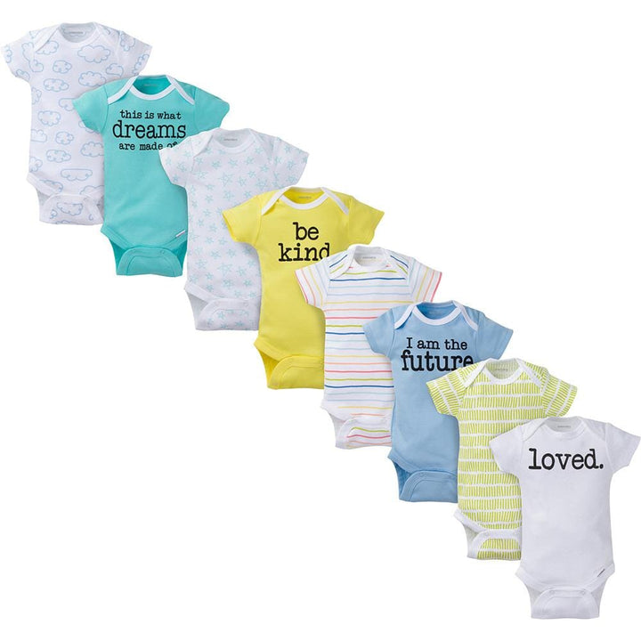8-Pack Baby Neutral Short Sleeve Onesies® Brand Bodysuits-Gerber Childrenswear