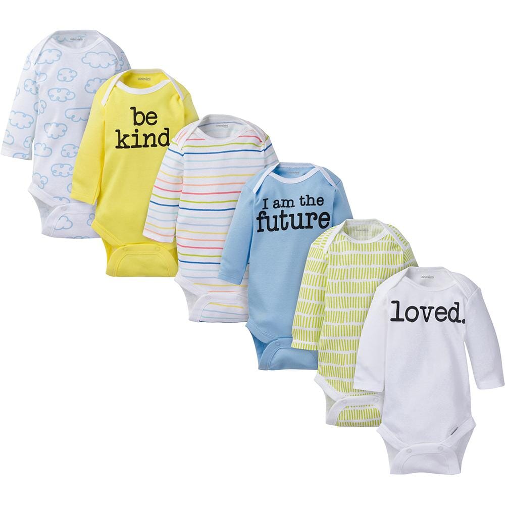 6-Pack Baby Neutral Long Sleeve Onesies® Brand Bodysuits-Gerber Childrenswear