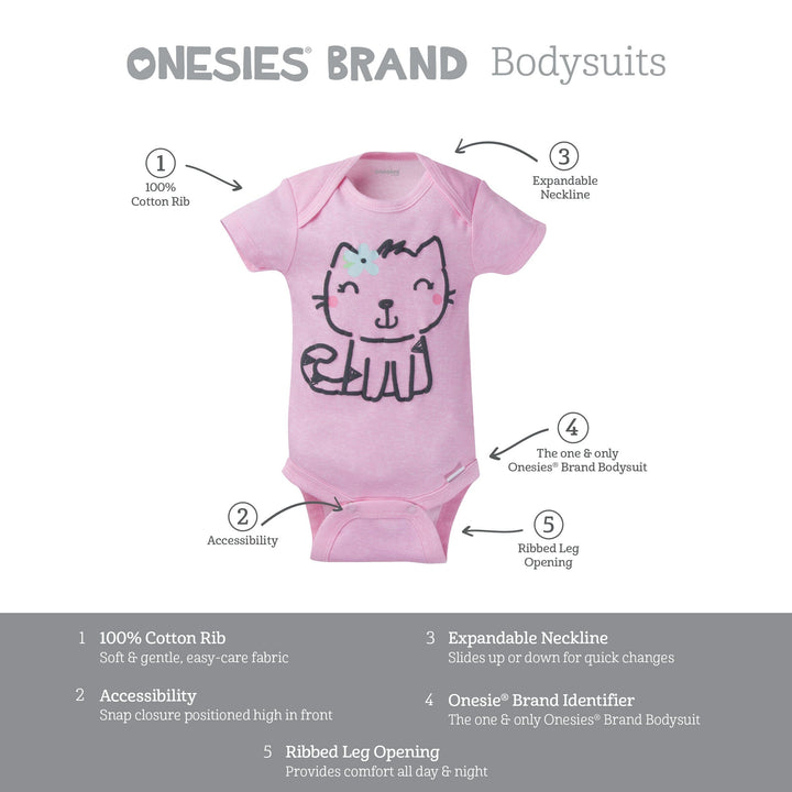 6-Piece Baby Girls Cuddly & Cat Onesies® Brand Bodysuit & Sleep N' Play Set