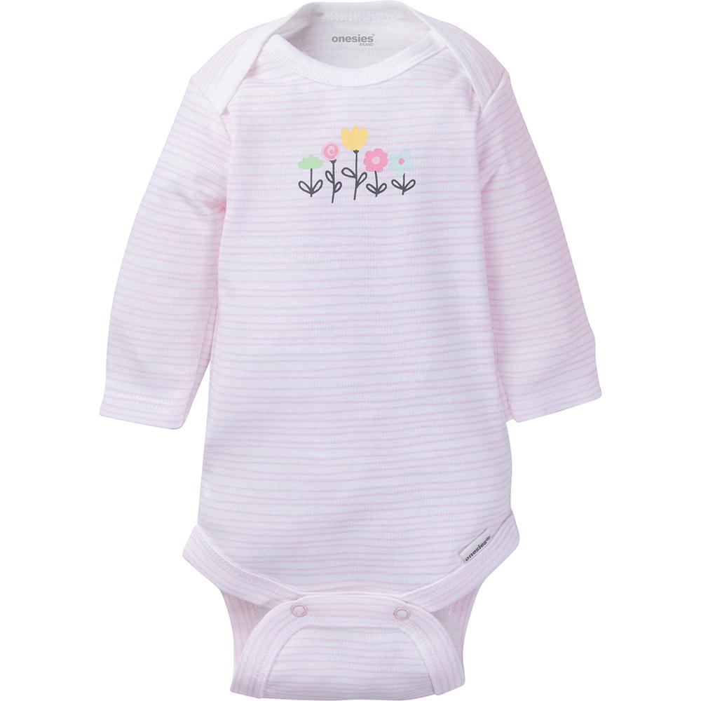 6-Pack Baby Girl Long Sleeve Kitty Onesies® Brand Bodysuits