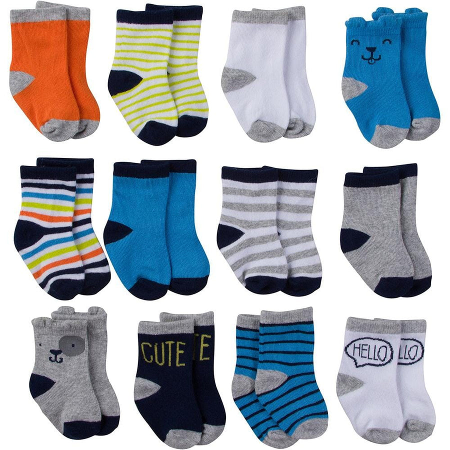 12-Pack Baby Boy's Multi-Colored Jersey Crew Socks-Gerber Childrenswear