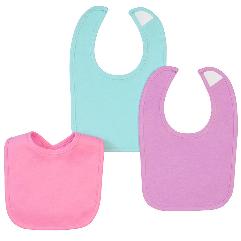 3-Pack Girls Solid Colors Dribbler Bibs