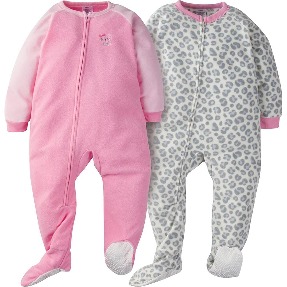 4-Pack Toddler Girl Clouds & Leopard Blanket Sleepers-Gerber Childrenswear