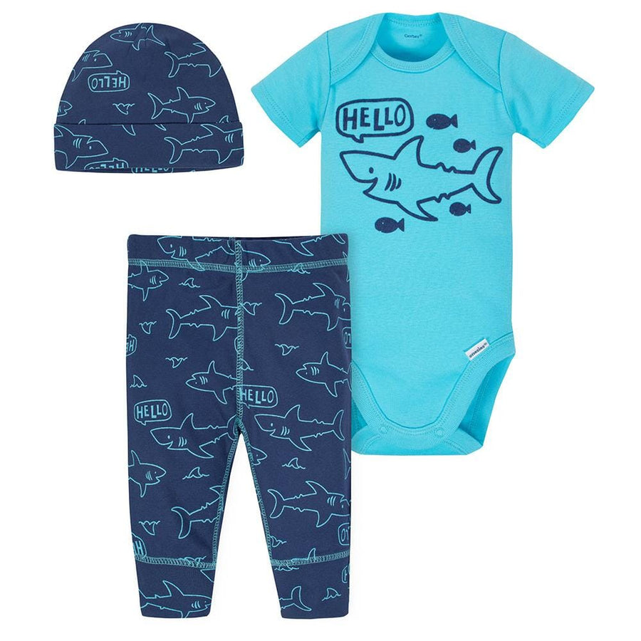 3-Piece Baby Boys Shark Bodysuit & Pants Set-Gerber Childrenswear
