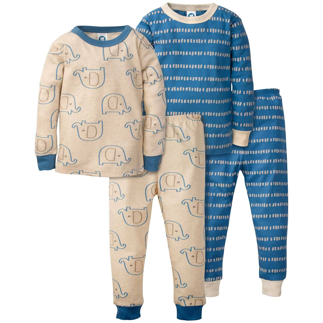 4-Piece Boys Elephants Organic Pajama Set-Gerber Childrenswear
