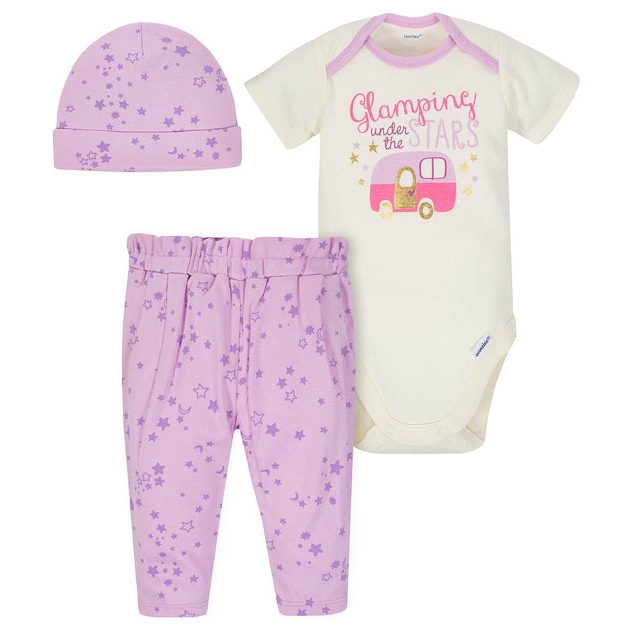 3-Piece Baby Girls Stars Bodysuit & Pants Set-Gerber Childrenswear