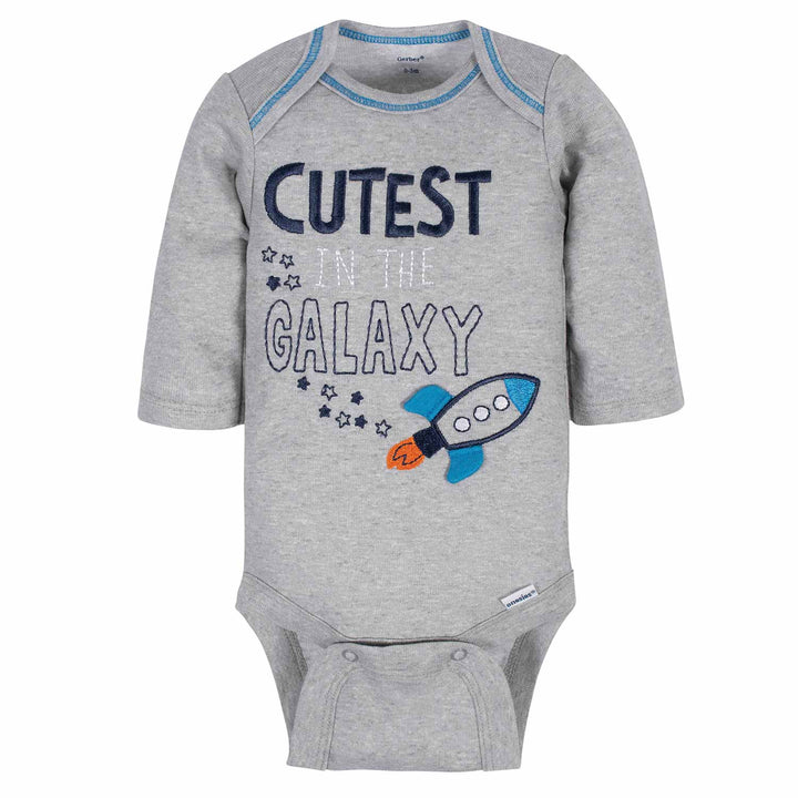 3-Pack Baby Boys Galaxy Long Sleeve Onesies® Bodysuits-Gerber Childrenswear