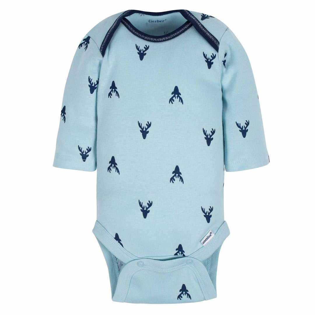 3-Pack Baby Boys Moose Long Sleeve Onesies® Bodysuits-Gerber Childrenswear