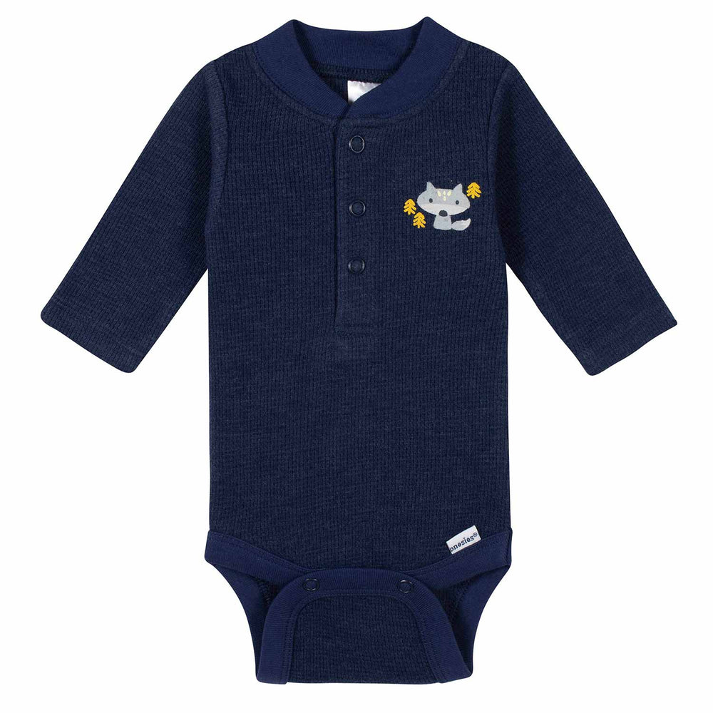 3-Pack Baby Boys Woodland Thermal Long Sleeve Onesies® Bodysuits-Gerber Childrenswear