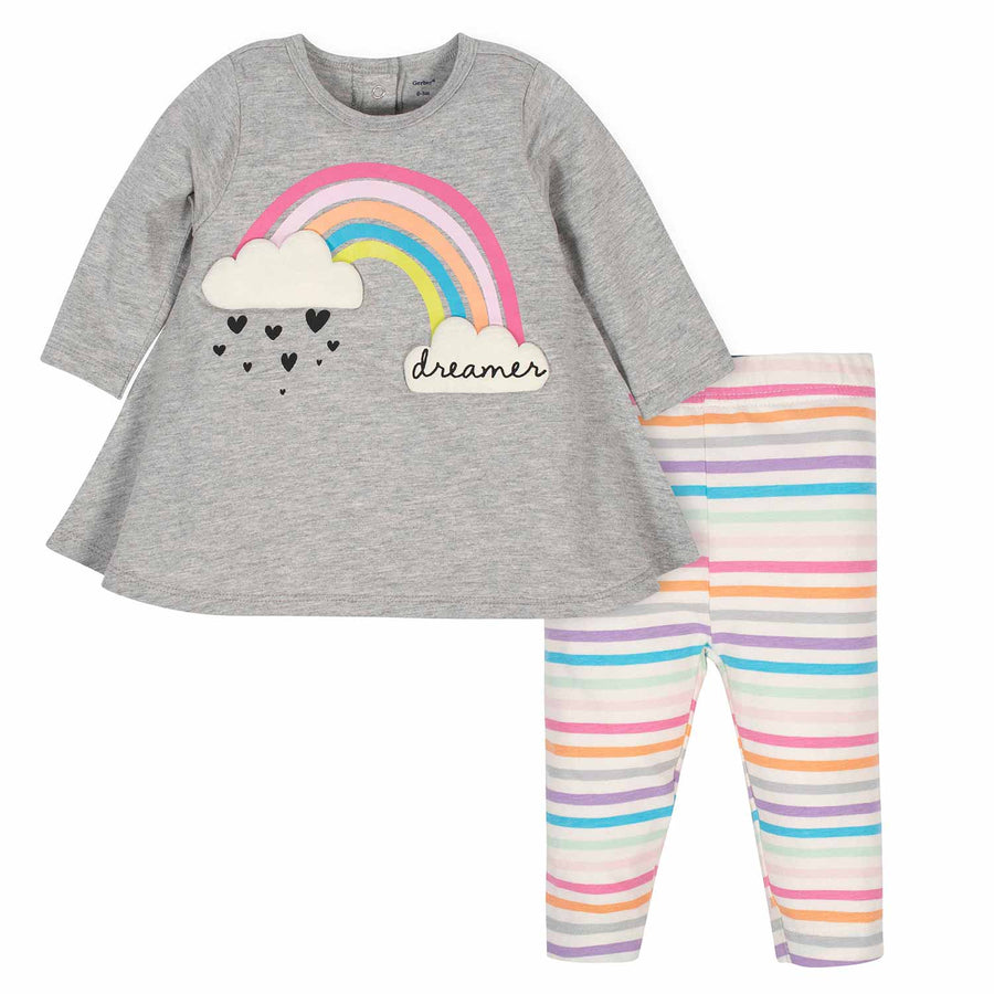 2-Piece Baby Girls Rainbow Dress and Legging Set-Gerber Childrenswear