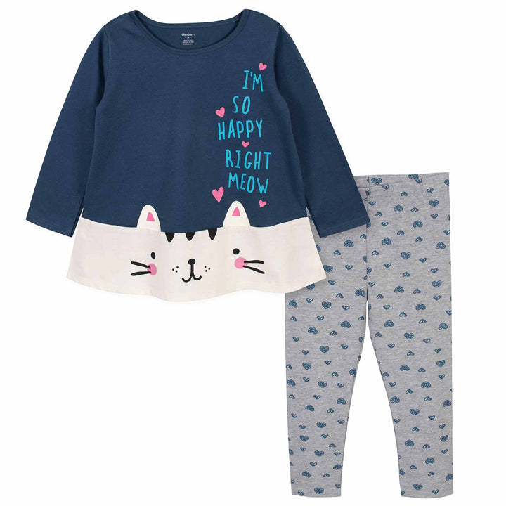 2-Piece Toddler Girls Kitty Tunic and Legging Set-Gerber Childrenswear