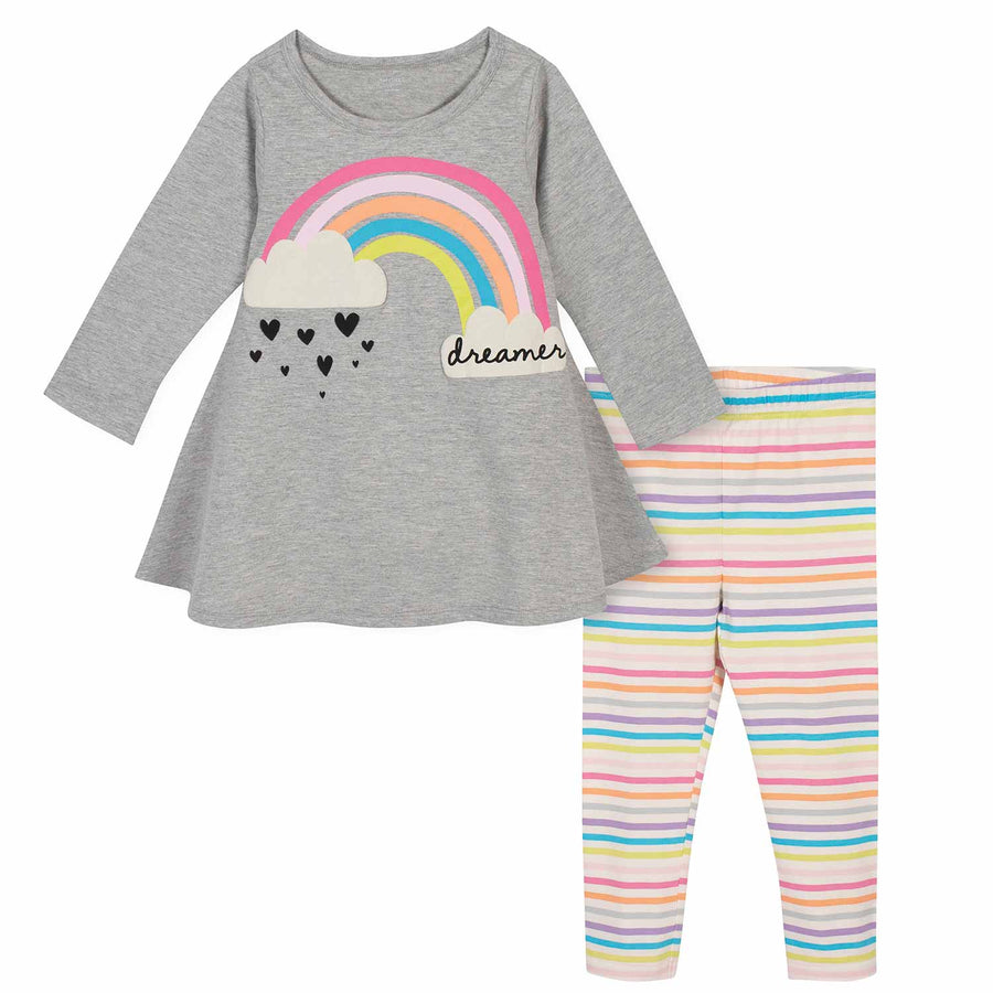 2-Piece Toddler Girls Rainbow Dress and Legging Set-Gerber Childrenswear