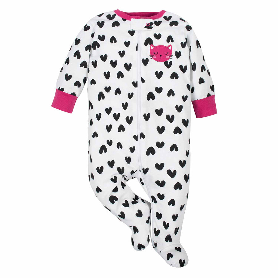 Baby Girls Hearts Sleep N' Play-Gerber Childrenswear