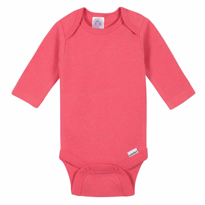 3-Pack Baby Girls Solid Thermal Long Sleeve Onesies® Bodysuits-Gerber Childrenswear