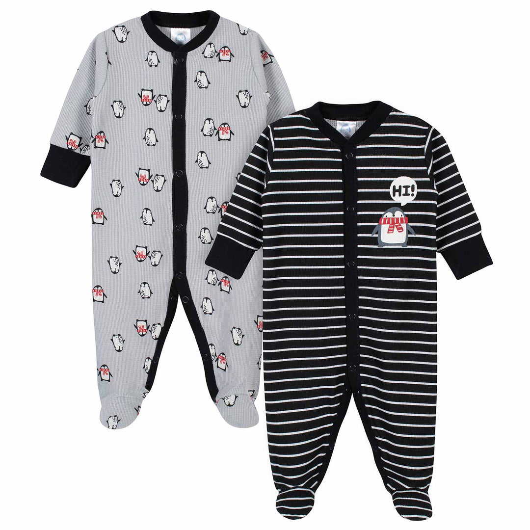 Gerber® 2-Pack Baby Boys Penguin Thermal Sleep N' Plays-Gerber Childrenswear