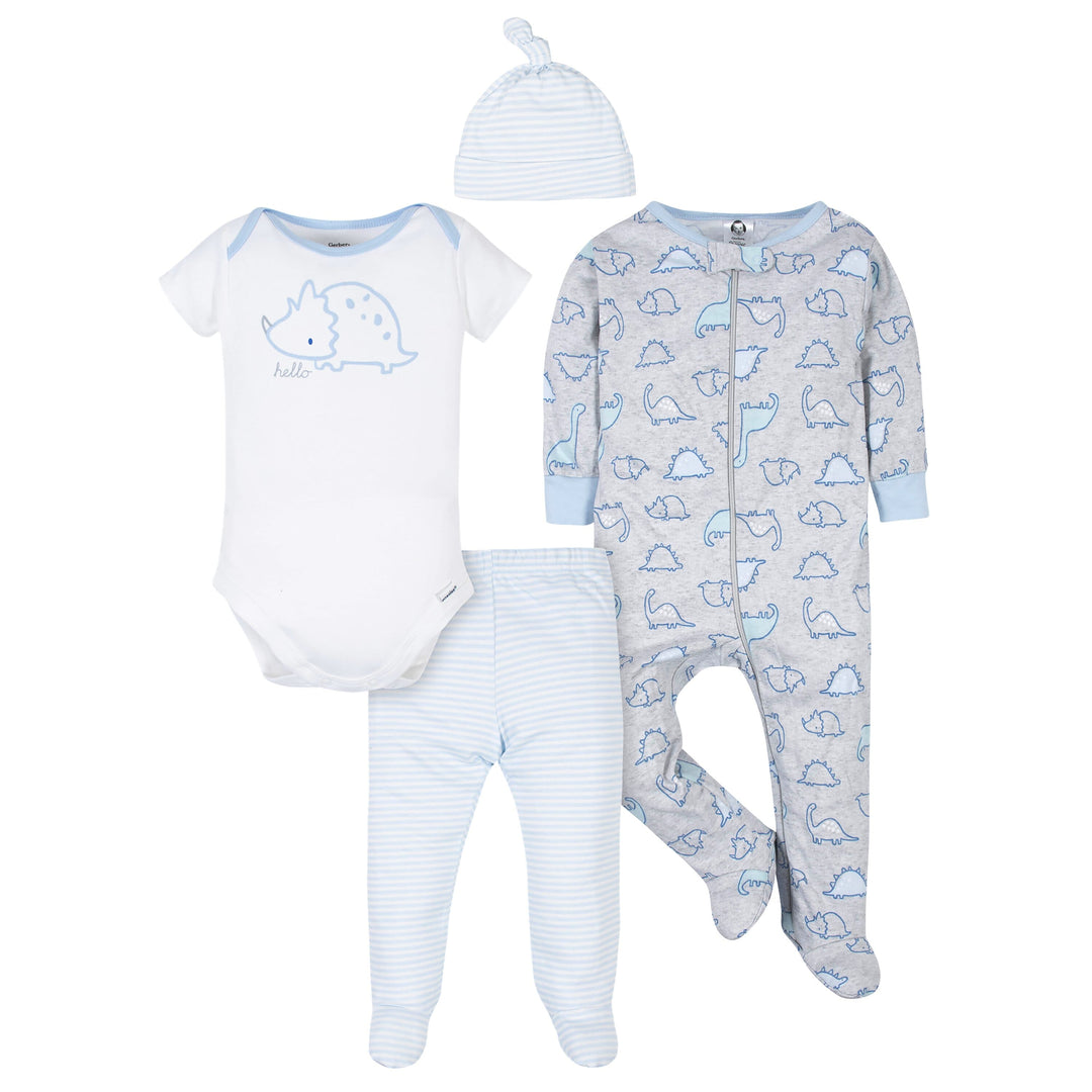 Gerber® Organic 4-Piece Baby Boys Dinosaur Bundled Gift Set-Gerber Childrenswear