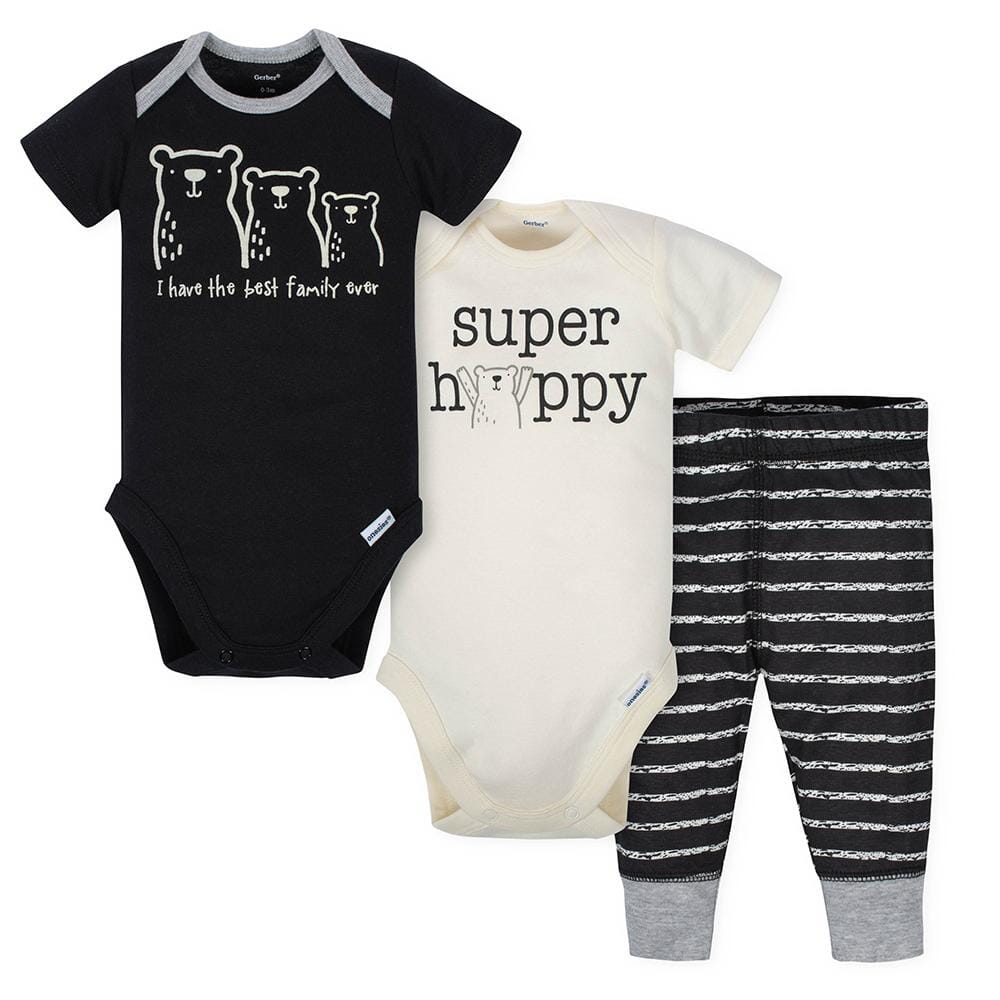 3-Piece Baby Boy Super Happy Bodysuits and Pant Set-Gerber Childrenswear