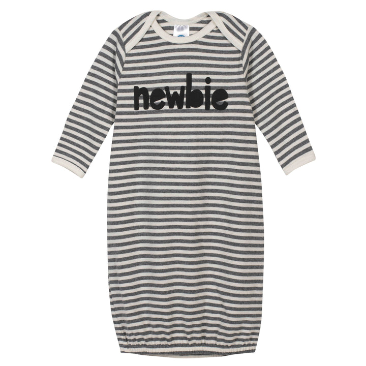 4-Piece Baby Boys Striped Coverall, Gown, and Caps Set