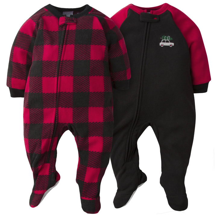 4-Pack Baby & Toddler Boys Fire Trucks & Plaid Fleece Pajamas