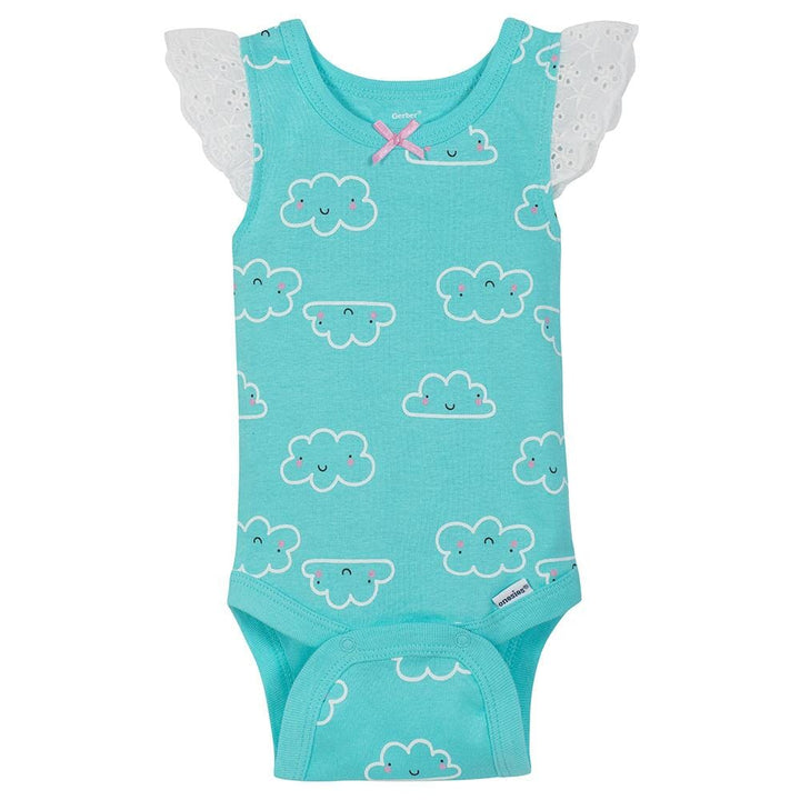 4-Pack Girls Clouds Sleeveless Onesies® Bodysuits-Gerber Childrenswear