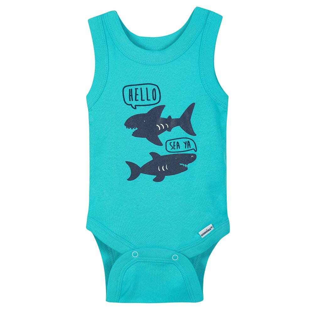 4-Pack Boys Sharks Sleeveless Onesies® Bodysuits-Gerber Childrenswear