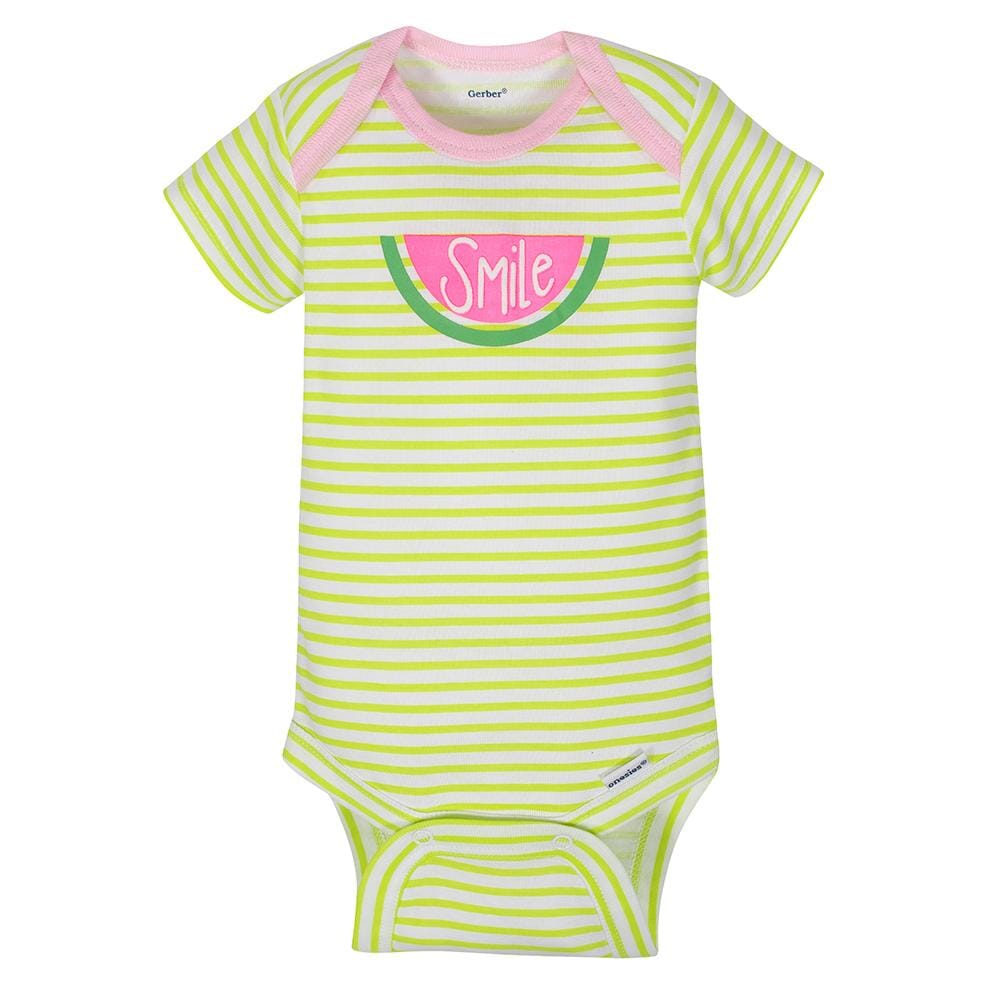 4-Pack Girls Watermelon Short Sleeve Onesies® Bodysuits-Gerber Childrenswear