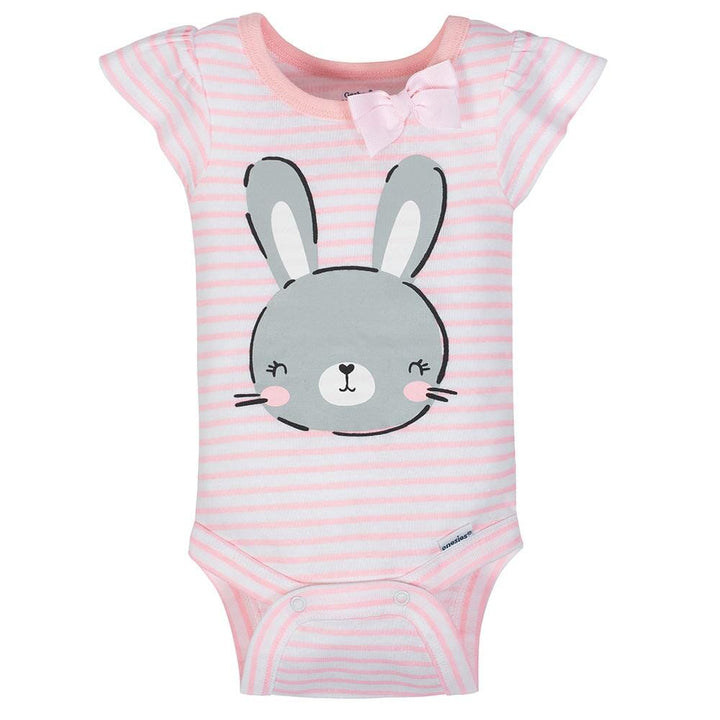4-Pack Girl Bunny Short Sleeve Onesies® Bodysuits-Gerber Childrenswear
