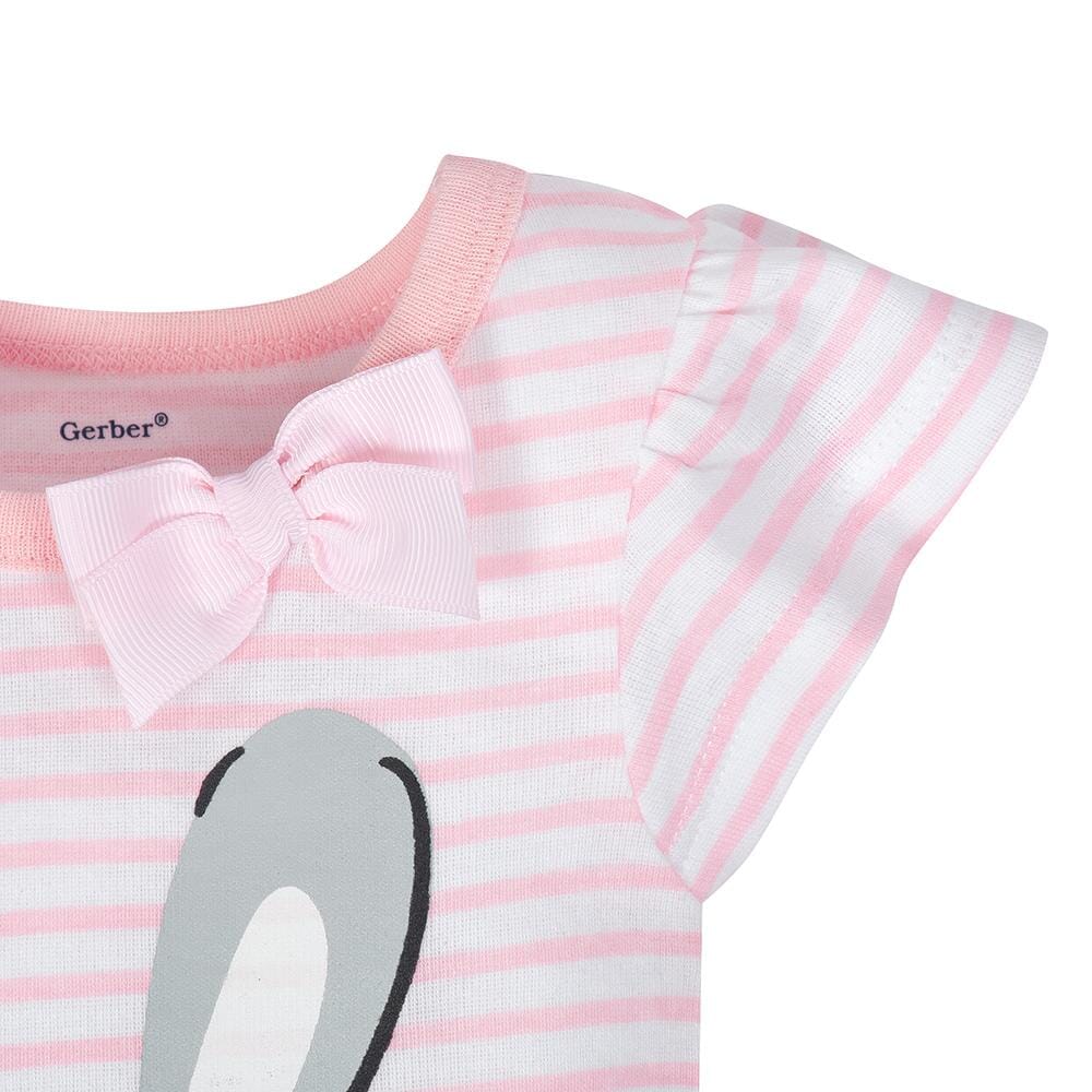 4-Pack Girl Bunny Short Sleeve Onesies® Bodysuits-Gerber Childrenswear