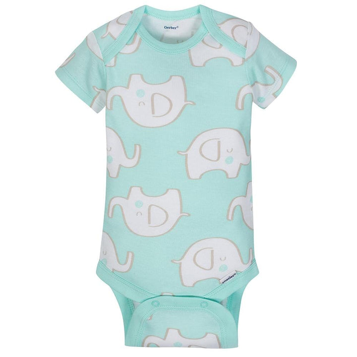 4-Pack Neutral Elephants Short Sleeve Onesies® Bodysuits-Gerber Childrenswear