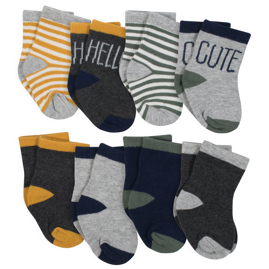 8-Pair Boys Hello Cute Wiggle-Proof® Socks-Gerber Childrenswear