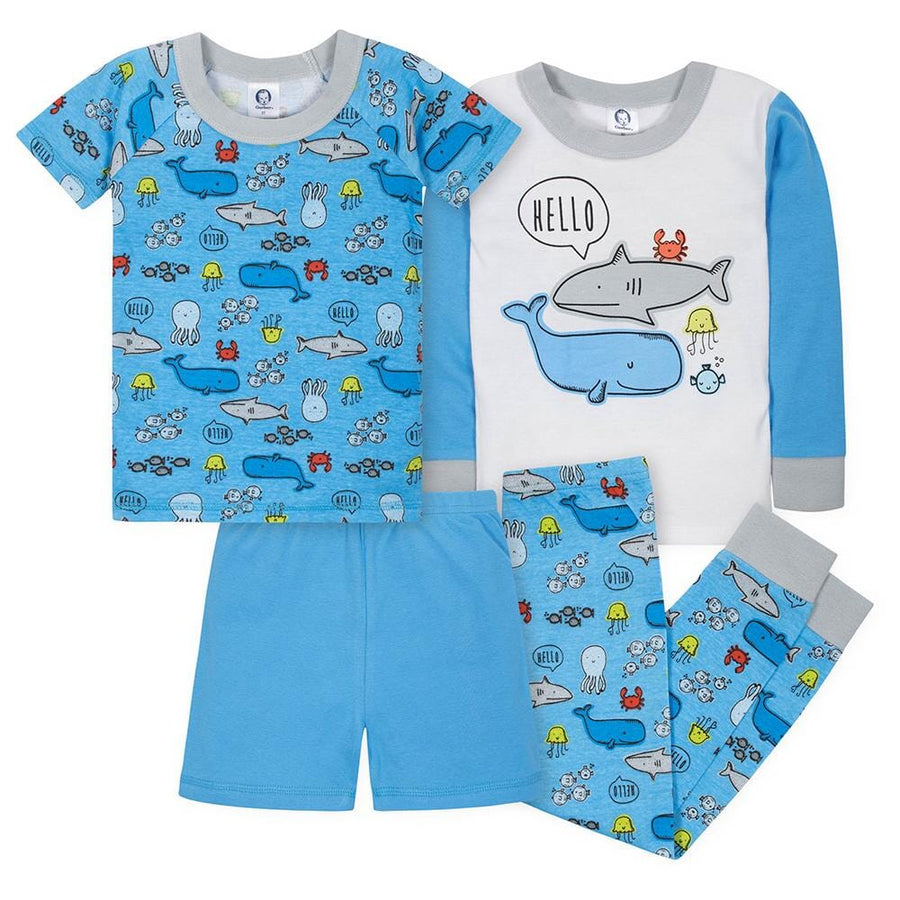 4-Piece Boys Shark Snug Fit Pajama Set-Gerber Childrenswear