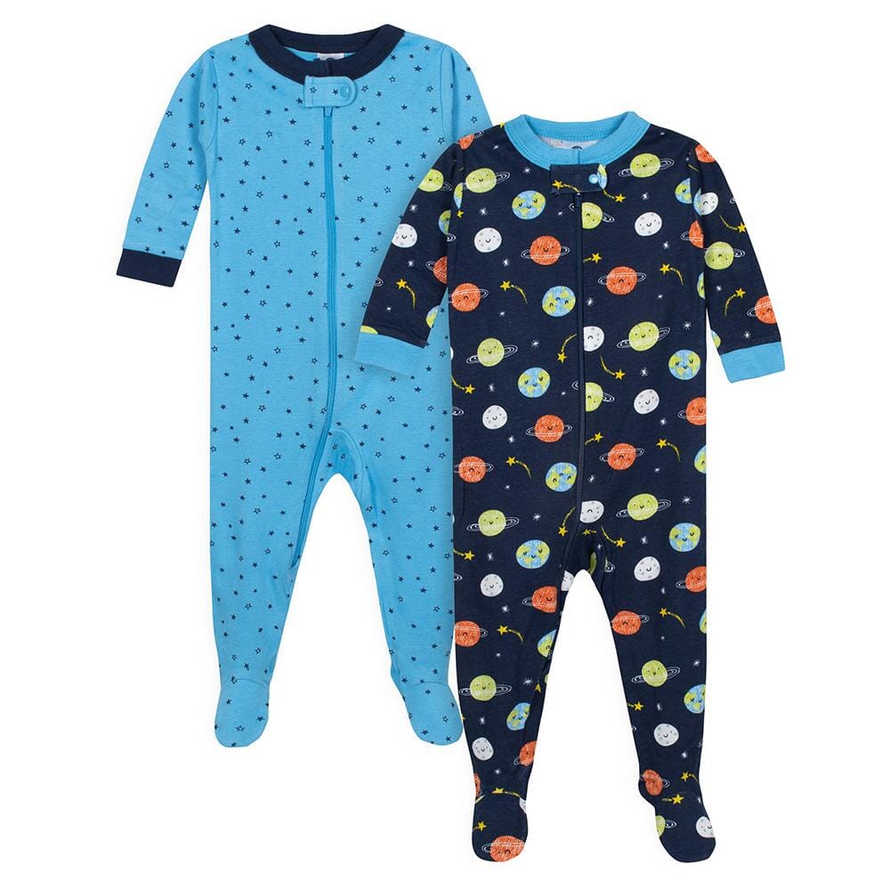 2-Pack Baby Boys Space Snug Fit Footed Pajamas-Gerber Childrenswear
