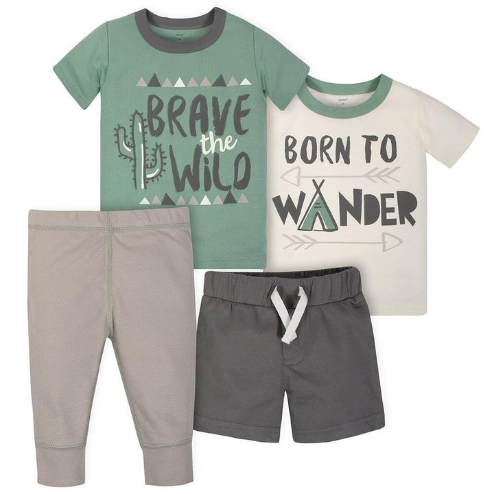4-Piece Toddler Boys Born to Wonder Shirts, Shorts & Pants Set-Gerber Childrenswear