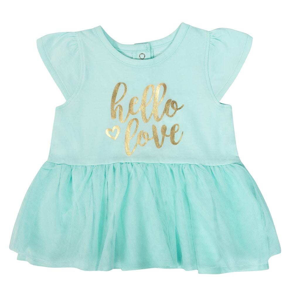 Gerber® 1-Piece Baby Girls Hello Love Cap Sleeve Dress-Gerber Childrenswear
