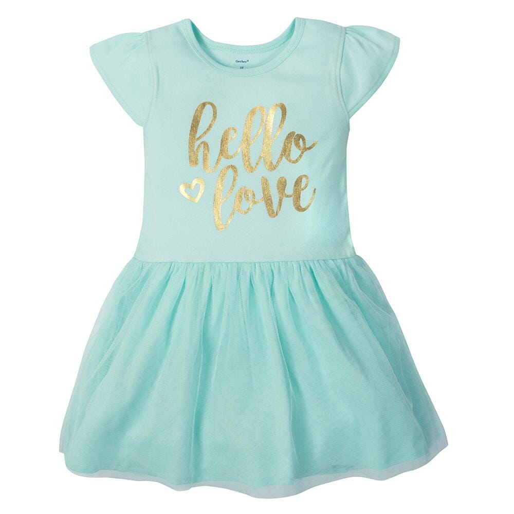 1-Piece Toddler Girls Hello Love Dress With Tulle Skirt-Gerber Childrenswear