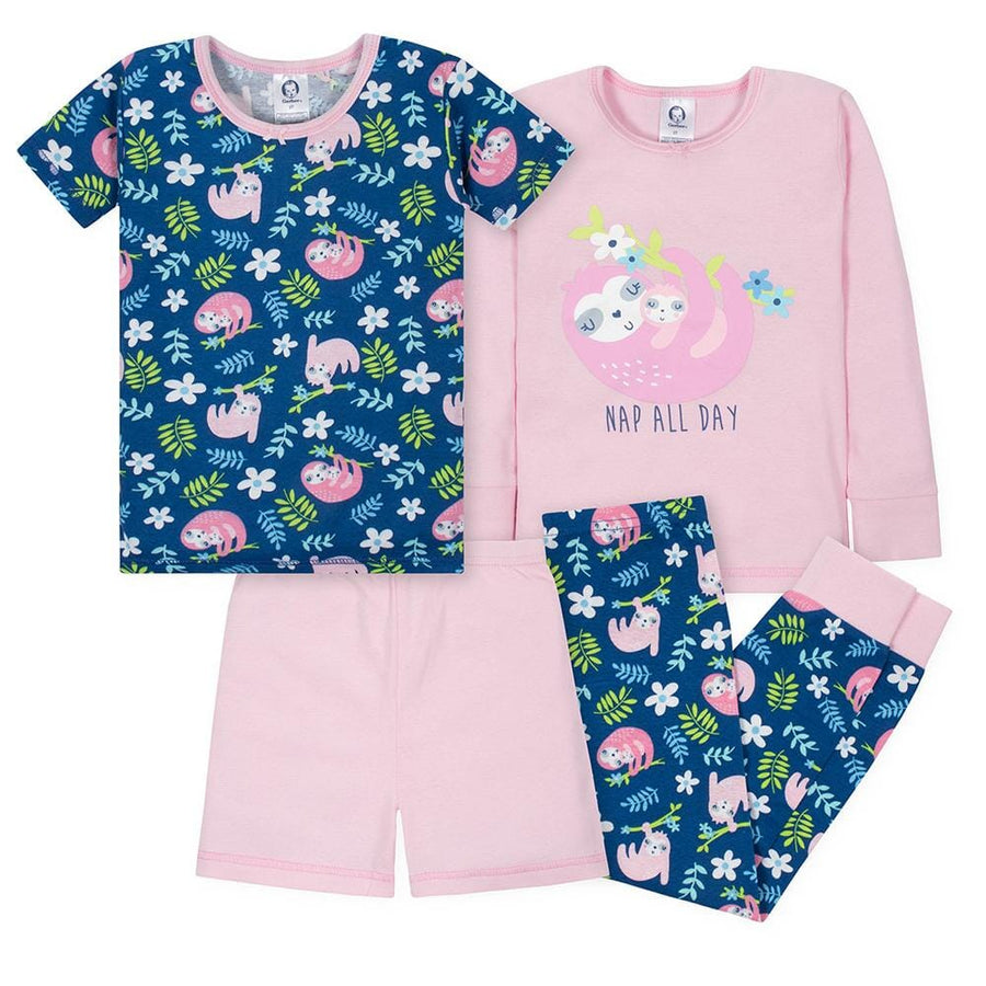4-Piece Infant & Toddler Girls Sloths Snug Fit Pajama Set-Gerber Childrenswear