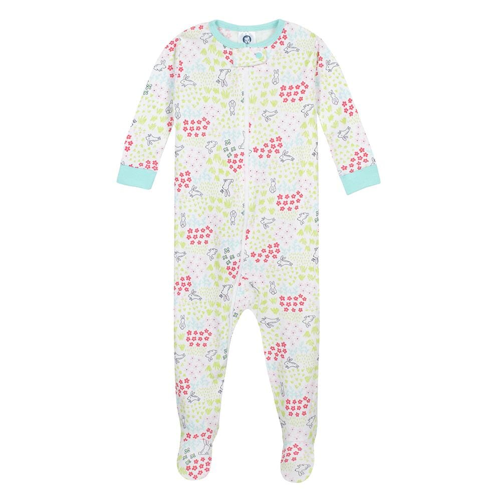 Gerber® 2-Pack Baby Girls Bunny Snug Fit Footed Pajamas-Gerber Childrenswear