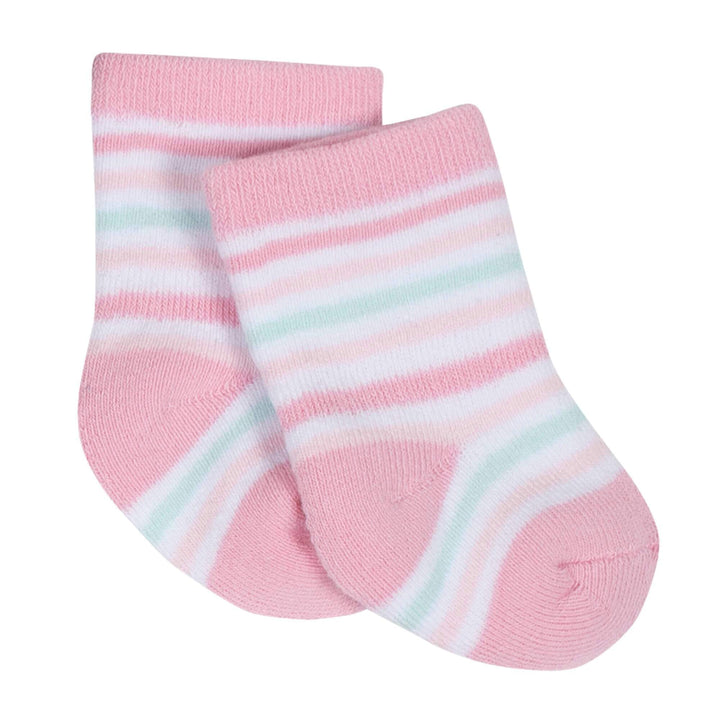 Gerber® 6-Pack Girls Princess Castle Wiggle Proof Terry Crew Socks-Gerber Childrenswear