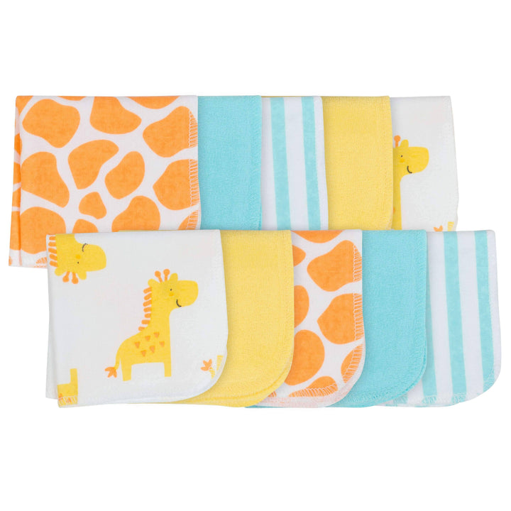 12-Piece Boys Terry Hooded Towel and Washcloth Set - Giraffe-Gerber Childrenswear