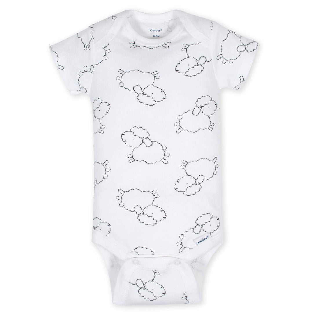 5-Pack Baby Neutral Lamb Short Sleeve Onesies® Bodysuits-Gerber Childrenswear
