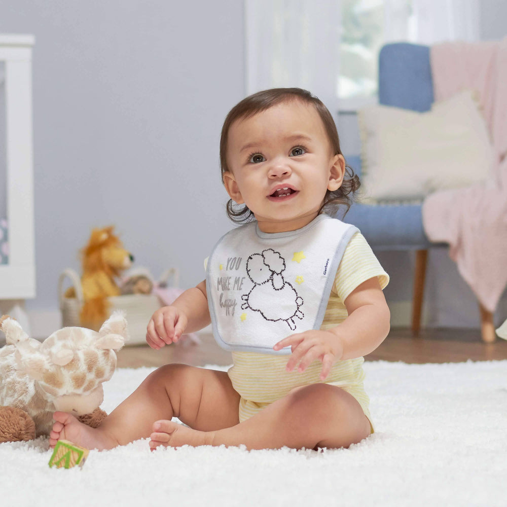 5-Pack Baby Neutral Lamb Short Sleeve Onesies® Bodysuits-Gerber Childrenswear