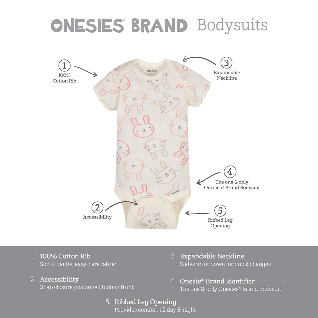 6-Piece Baby Girls Bunny Onesies® Brand Bodysuits & Pants Set